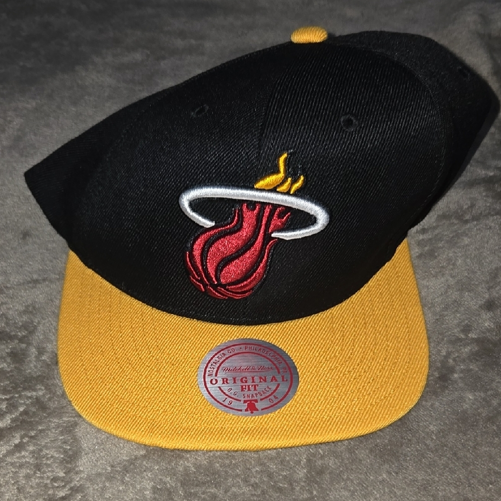 Mitchell & Ness Miami Heat Black and Yellow Cap